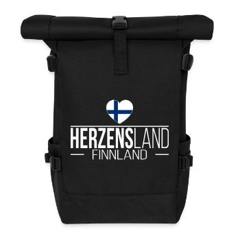 Herzensland Finnland Skandinavien Urlaub Reise - Rolltop Rucksack - Schwarz - Vorne