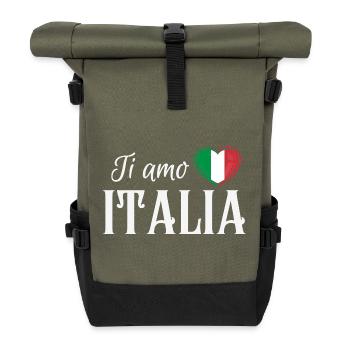 Ich liebe Italien, italienischen Stolz - Rolltop Rucksack - Olive/Schwarz - Vorne