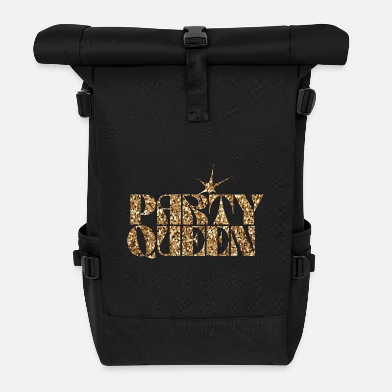 Party Queen Glitzer Gold - Rolltop Rucksack - Schwarz