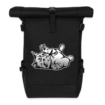 Playful Cat - Roll Top Backpack - black - Front