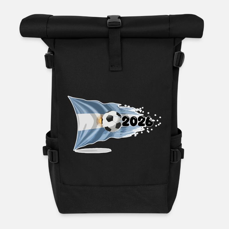 Argentina 2026 Soccer Banner | Albiceleste Flag - Roll Top Backpack - black
