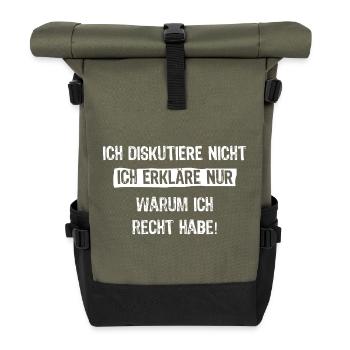 Je ne discute pas, j’explique juste pourquoi je - Sac à dos roll top - olive/noir - Devant