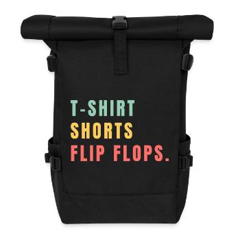 T-shirt Dhorts Flip Flops - Rolltop Rucksack - Schwarz - Vorne