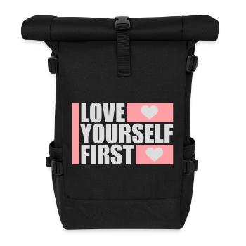 Love Yourself First Self-Love Self-Care - Roll Top Backpack - black - Front