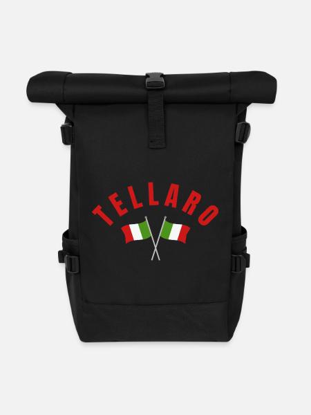 Tellaro Italian Flag Cross - Roll Top Backpack - black