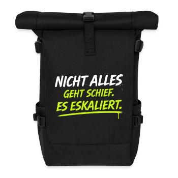 Nicht alles geht schief: Es eskaliert - Rolltop Rucksack - Schwarz - Vorne