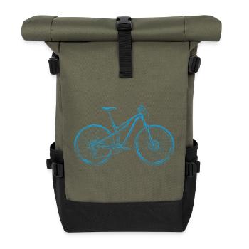 VTT Lineart Blue – Cadeau pour VTT - Sac à dos roll top - olive/noir - Devant