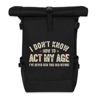 Humor Birthday Youth Eternal Retro - Roll Top Backpack - black - Front