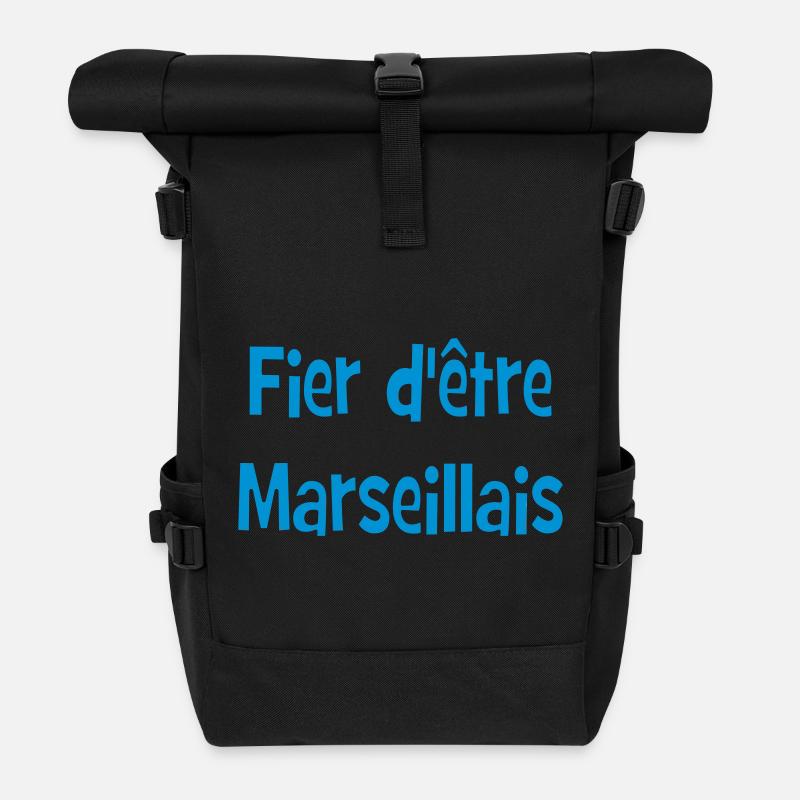 Fier d'être marseillais - Sac à dos roll top - noir