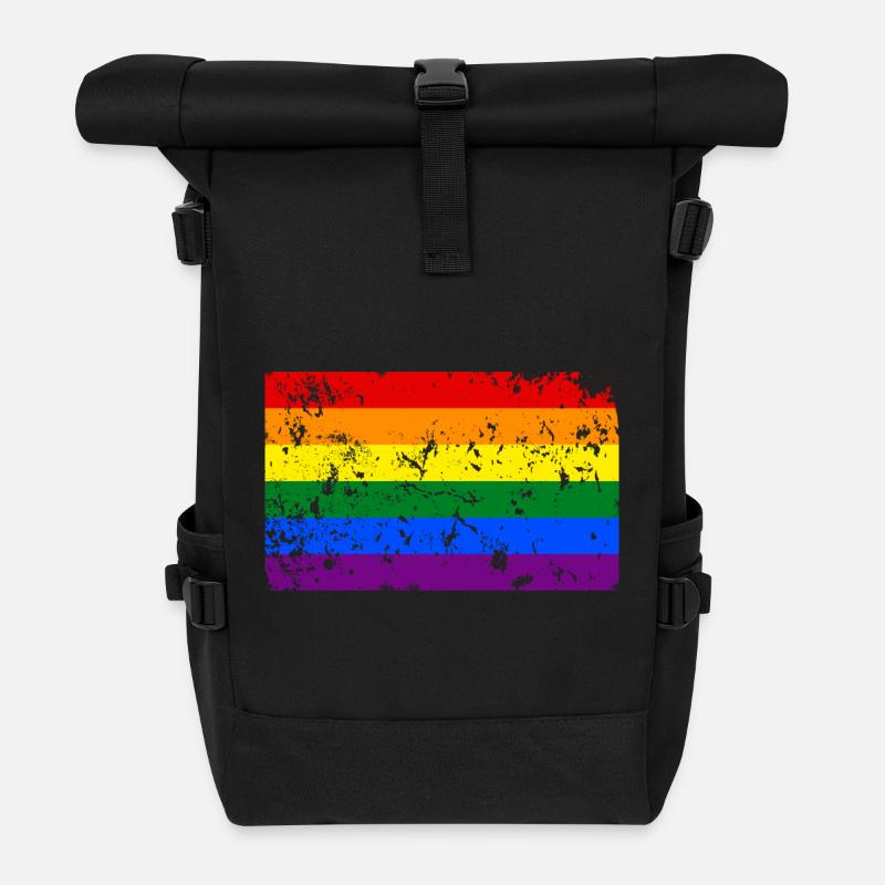 LGBT-Flaggenweinleseeffekt - Rolltop Rucksack - Schwarz