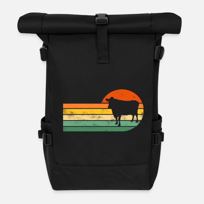 Kuh Kühe - Rolltop Rucksack - Schwarz