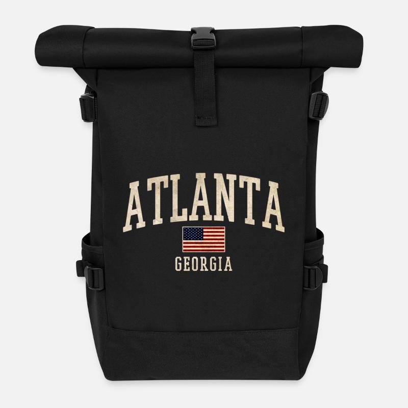 Atlanta Georgia Retro Flag Tee - Rolltop Rucksack - Schwarz