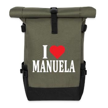 name t-shirt I love Manuela t-shirt gift idea - Roll Top Backpack - olive/black - Front