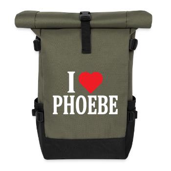 T-Shirt I love Phoebe T-Shirt Geschenkidee - Rolltop Rucksack - Olive/Schwarz - Vorne