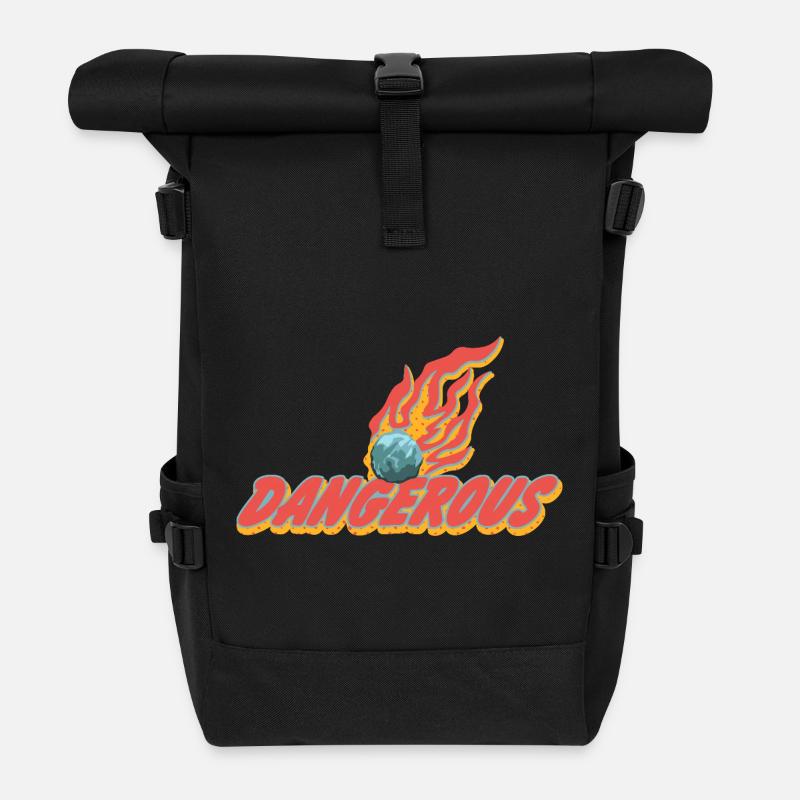 Gefährlich – Flammender Meteor Statement - Rolltop Rucksack - Schwarz