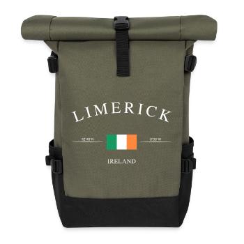 Limerick Irland – Urlaub Souvenir & Geschenk - Rolltop Rucksack - Olive/Schwarz - Vorne