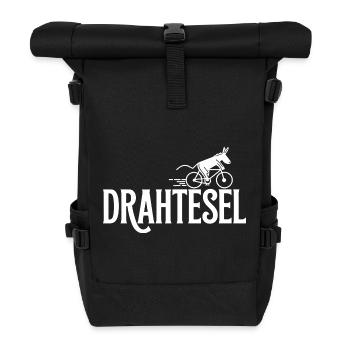 Drahtesel Lustiger Esel Auf Fahrrad Design - Rolltop Rucksack - Schwarz - Vorne