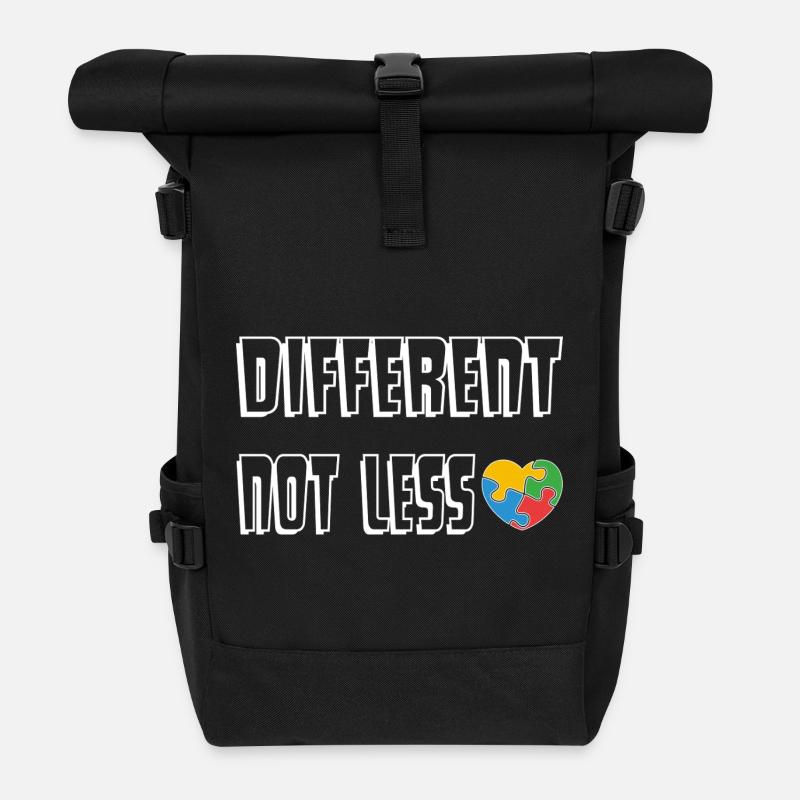 Be Different Heart Puzzle - Roll Top Backpack - black
