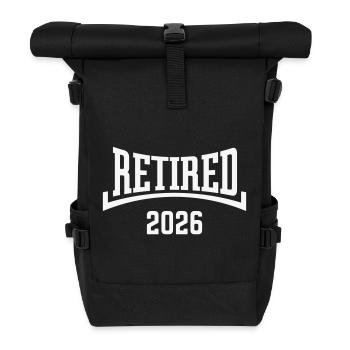 Im Ruhestand 2026 (Ruhestand / Konkav / Weiß) - Rolltop Rucksack - Schwarz - Vorne