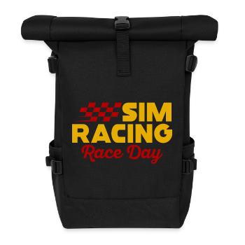 Sim Racing Renntag - Rolltop Rucksack - Schwarz - Vorne