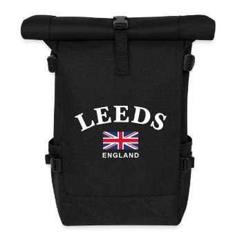 Leeds, England - Roll Top Backpack - black - Front