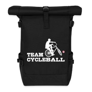 Team Cycleball, Cycling Ball, Cycling Ballers, Indoor Cycling - Roll Top Backpack - black - Front