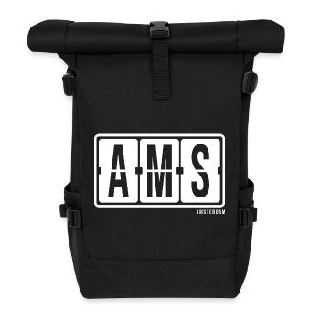 Amsterdam AMS, City Hoodie T-Shirt Souvenir - Roll Top Backpack - black - Front