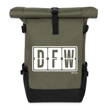 Dallas DFW, City Souvenir Hoodie, Mütze, Tasse - Rolltop Rucksack - Olive/Schwarz - Vorne