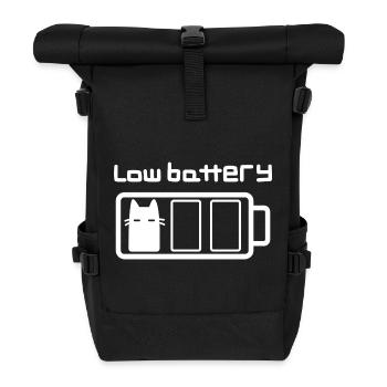 Katze mit wenig Batterie - Rolltop Rucksack - Schwarz - Vorne