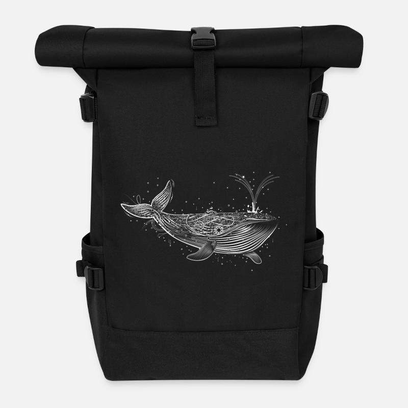 weißer Wal - Rolltop Rucksack - Schwarz