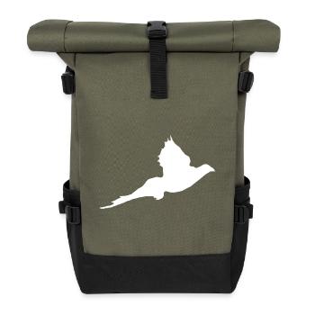 "pheasant" T-shirt customizable with your text - Roll Top Backpack - olive/black - Front