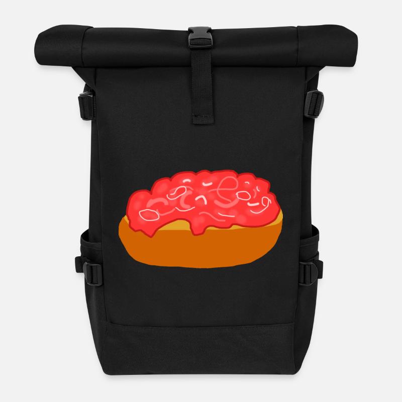 Mettbrötchen mit Zwiebeln - Rolltop Rucksack - Schwarz