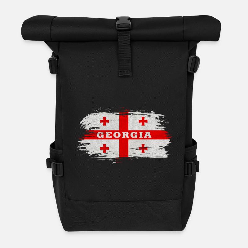 Drapeau vintage de Géorgie - Sac à dos roll top - noir