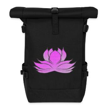 blumenmotive japan, japanische wasserrose - Rolltop Rucksack - Schwarz - Vorne