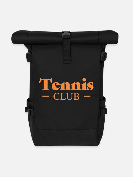 Tennis Club - Pocket print - Roll Top Backpack - black