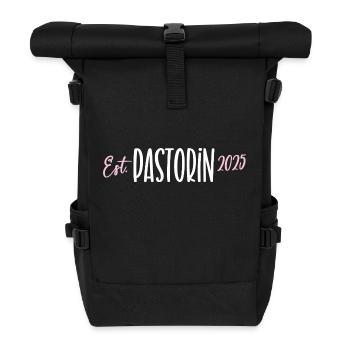 Pastorin Pastor Frau Pfarrerin Vikarin Theologin - Rolltop Rucksack - Schwarz - Vorne