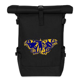 Blue-yellow butterfly – symbol of lightness - Roll Top Backpack - black - Front