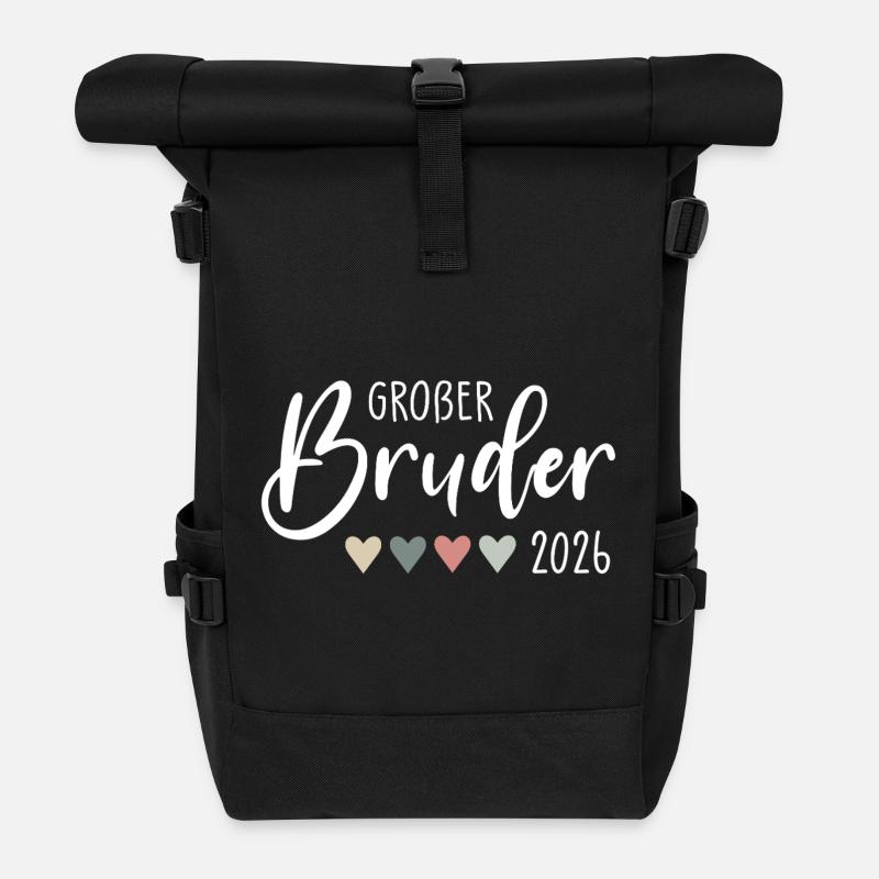 Ich Werde Großer Bruder 2026 - Rolltop Rucksack - Schwarz