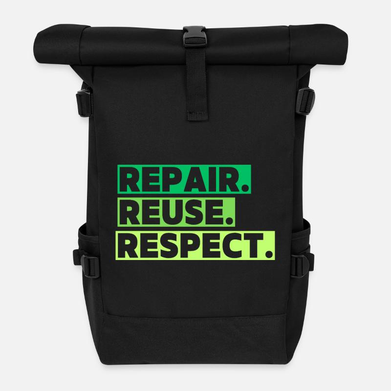 Ein ökologisches Thema mit einer Botschaft - Rolltop Rucksack - Schwarz