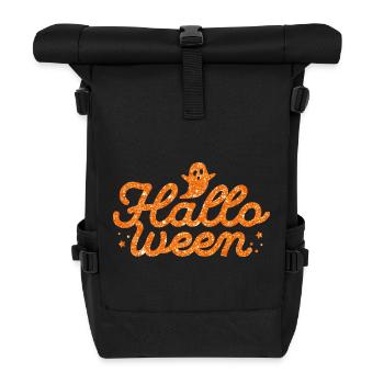 Halloween Orange paillettes fantôme - Sac à dos roll top - noir - Devant