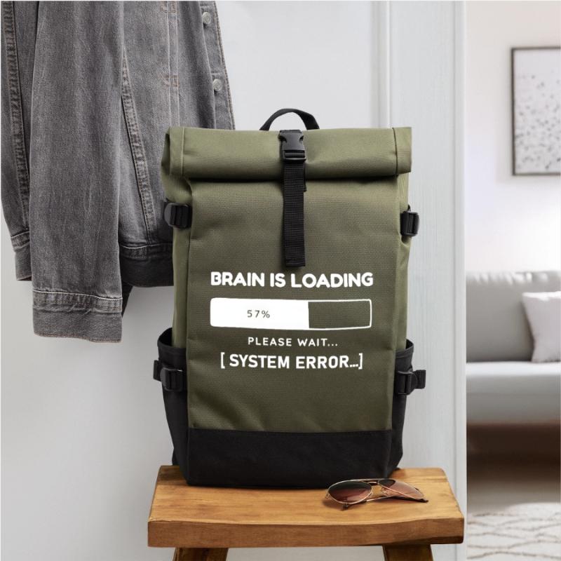 Brain is Loading System Error – Funny Saying Roll Top Backpack