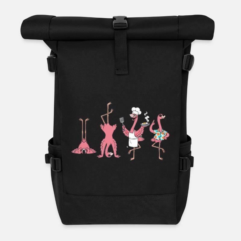 Flamingos: Koch und Küchencoach - Rolltop Rucksack - Schwarz