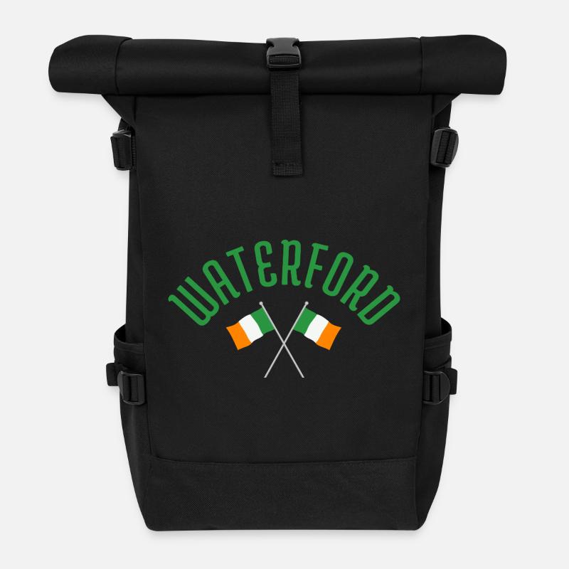 Waterford Irish Flags Emblem - Roll Top Backpack - black