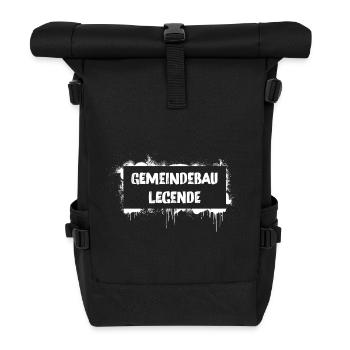 Municipal housing legend – Viennese dialect cult - Roll Top Backpack - black - Front