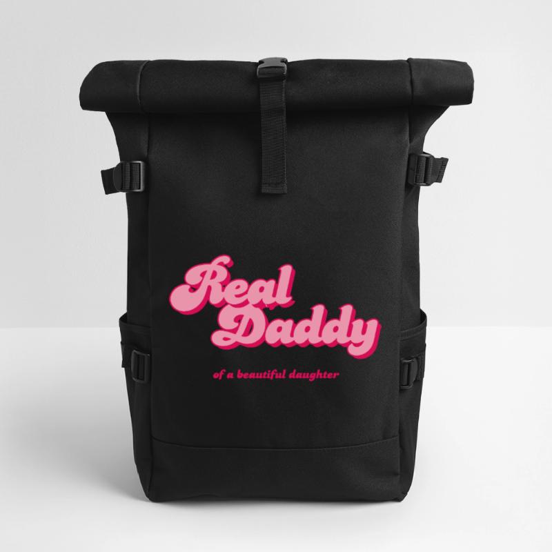 Real Daddy Pink Script Print Roll Top Backpack
