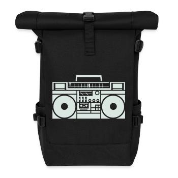 Ghetto Blaster Boombox Silhouette - Roll Top Backpack - black - Front