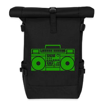 Ghettoblaster Boombox Silhouette - Rolltop Rucksack - Schwarz - Vorne
