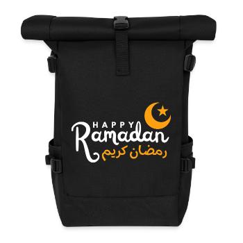 Ramadan Night Crescent Script - Roll Top Backpack - black - Front