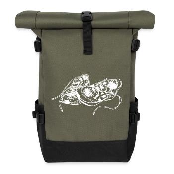 Hand Drawn Sneaker Sketch - Roll Top Backpack - olive/black - Front