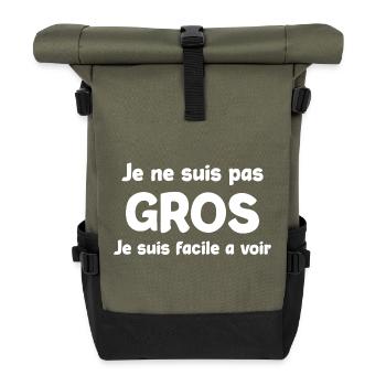 Je ne suis pas Gros — Visible et Fier - Sac à dos roll top - olive/noir - Devant